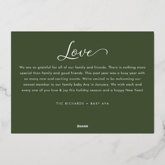 Merry Little Everything Baby on Way Foto Folie Feestdagenkaart (Achterkant)