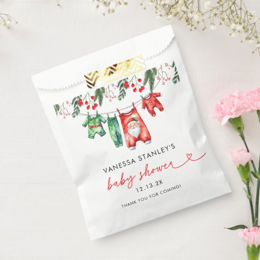 Merry Little Floral Christmas Santa Baby shower Bedankzakje (Gezegeld)