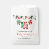 Merry Little Floral Christmas Santa Baby shower Bedankzakje (Voorkant)