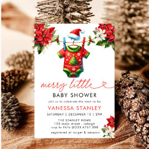 Merry Little Floral Christmas Santa Baby shower Kaart