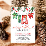 Merry Little Floral Christmas Santa Baby shower Kaart<br><div class="desc">Vier de aankomende komst met onze Merry Little Floral Red Poinsettia Christmas Santa Baby shower Invitation. Deze feestelijke uitnodiging is voorzien van een klassiek Santa Claus-ontwerp, omringd door levendige rode poinsettia's en elegant groen, waardoor een warme en vreugdevolle sfeer ontstaat voor uw baby shower met een vakantiethema. De mix van...</div>