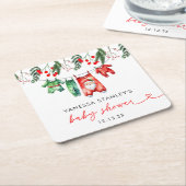 Merry Little Floral Christmas Santa Baby shower Kartonnen Onderzetters (Schuin)