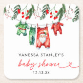 Merry Little Floral Christmas Santa Baby shower Kartonnen Onderzetters (Voorkant)