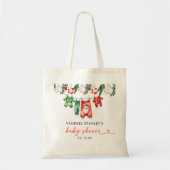 Merry Little Floral Christmas Santa Baby shower Tote Bag (Voorkant)