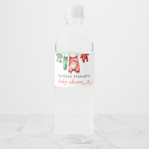 Merry Little Floral Christmas Santa Baby shower Waterfles Etiket