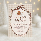 Merry Little Gingerbread Christmas Baby Shower Kaart