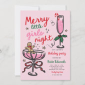 Merry Little Girls Night Christmas Cocktail Party Kaart (Voorkant)