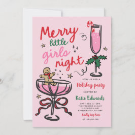 Merry Little Girls Night Christmas Cocktail Party Kaart