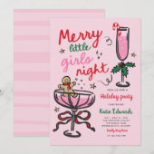 Merry Little Girls Night Christmas Cocktail Party Kaart (Voorkant / Achterkant)
