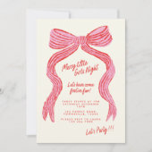 Merry Little Girls Night Invitation | Pink Red Bow Kaart (Voorkant)