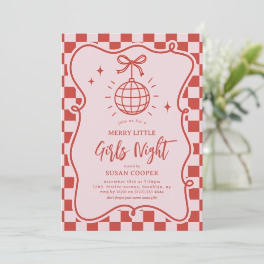 Merry Little Girls Night Kerstfeest Kaart (Staand voorkant)