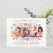 Merry Little Kerstbaby First Photo Collage Feestdagenkaart (Staand voorkant)