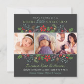 Merry Little Kerstbaby First Photo Collage Feestdagenkaart (Voorkant)