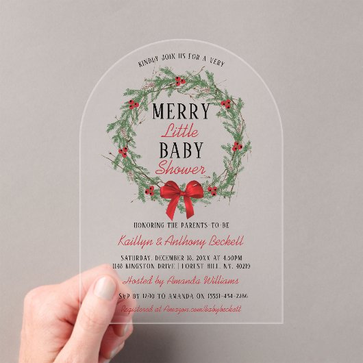 Merry Little KerstBaby shower Acryl Uitnodigingen (Insitu (Draagbaar))