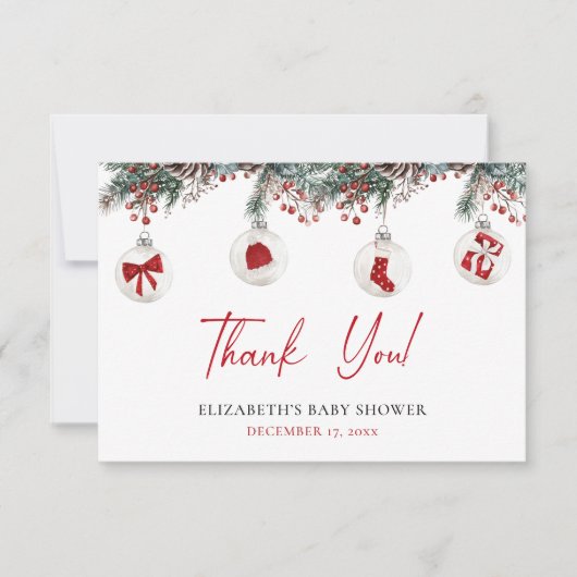 Merry Little KerstBaby shower Bedankkaart (Voorkant)