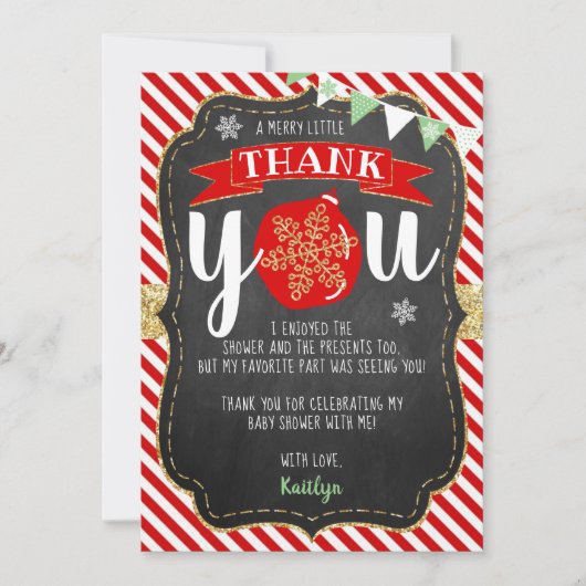 Merry Little KerstBaby shower Bedankkaart (Voorkant)