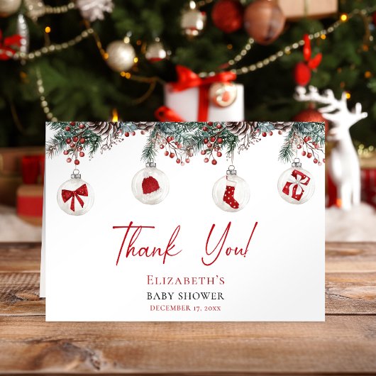 Merry Little KerstBaby shower Bedankkaart