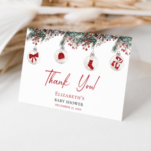 Merry Little KerstBaby shower Bedankkaart