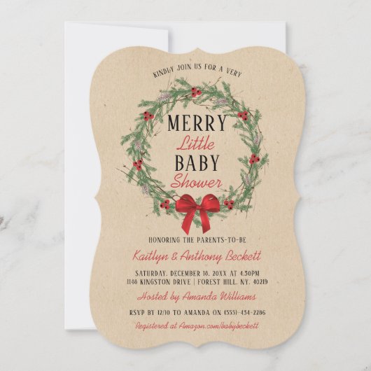 Merry Little KerstBaby shower Kaart (Voorkant)