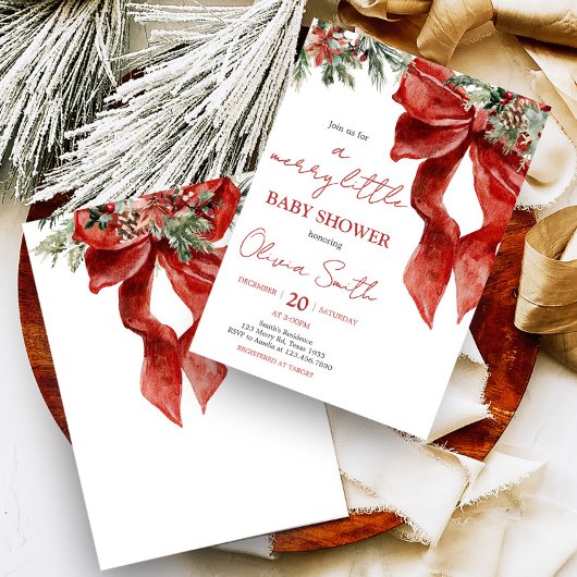 Merry Little KerstBaby shower Kaart