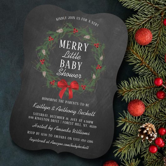 Merry Little KerstBaby shower Kaart