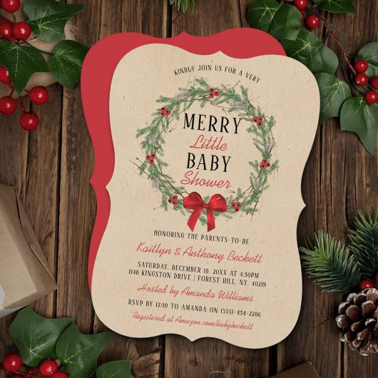 Merry Little KerstBaby shower Kaart