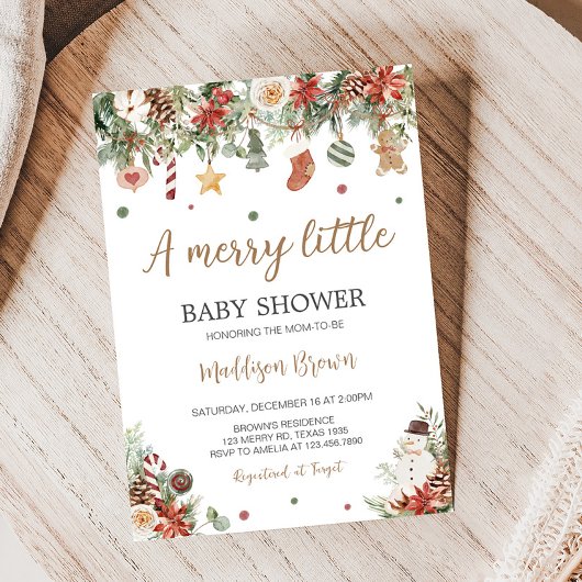 Merry Little KerstBaby shower Kaart