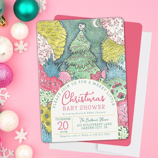 Merry Little KerstBaby shower Kaart