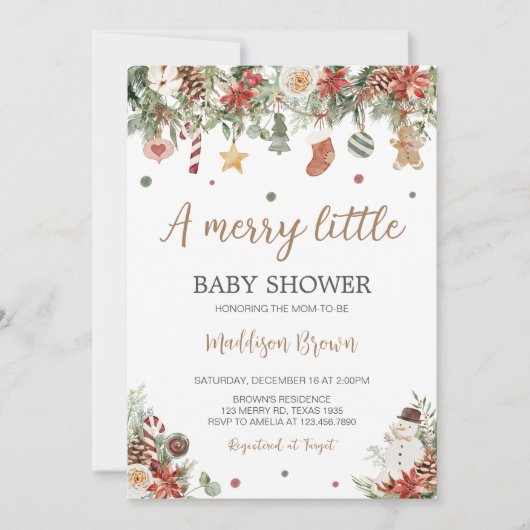 Merry Little KerstBaby shower Kaart (Voorkant)