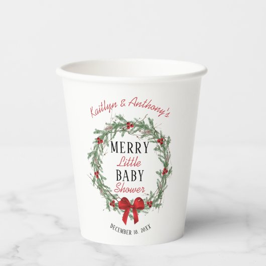 Merry Little KerstBaby shower Papieren Bekers (Voorkant)