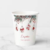 Merry Little KerstBaby shower Papieren Bekers (Achterkant)