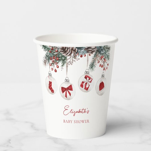 Merry Little KerstBaby shower Papieren Bekers (Achterkant)