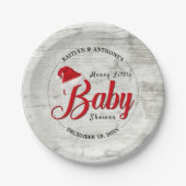 Merry Little KerstBaby shower Papieren Bordje (Voorkant)