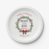 Merry Little KerstBaby shower Papieren Bordje (Voorkant)
