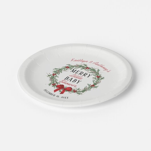 Merry Little KerstBaby shower Papieren Bordje (Gekanteld)