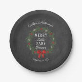 Merry Little KerstBaby shower Papieren Bordje (Voorkant)