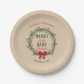 Merry Little KerstBaby shower Papieren Bordje (Voorkant)