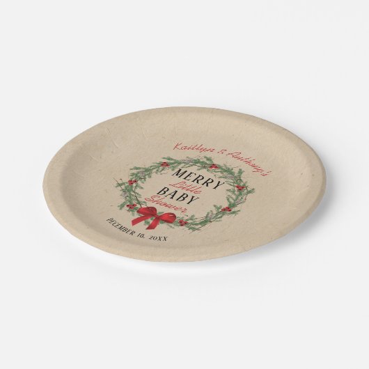 Merry Little KerstBaby shower Papieren Bordje (Gekanteld)