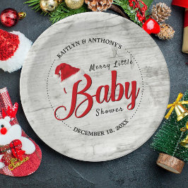 Merry Little KerstBaby shower Papieren Bordje