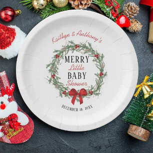 Merry Little KerstBaby shower Papieren Bordje