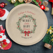 Merry Little KerstBaby shower Papieren Bordje