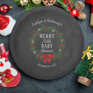 Merry Little KerstBaby shower Papieren Bordje