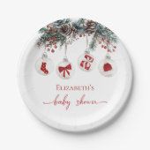 Merry Little KerstBaby shower Papieren Bordje (Voorkant)