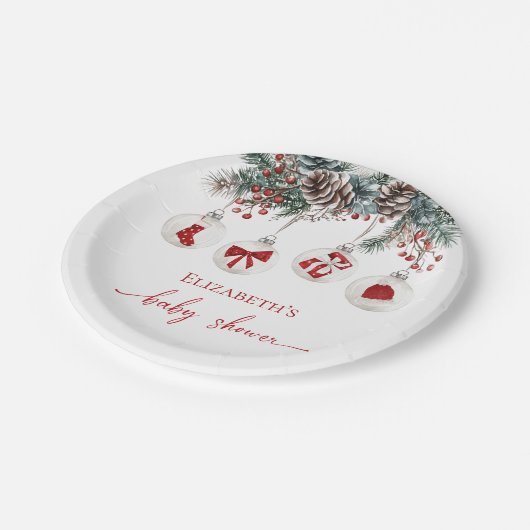 Merry Little KerstBaby shower Papieren Bordje (Gekanteld)