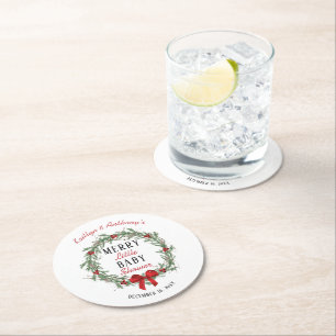 Merry Little KerstBaby shower Ronde Kartonnen Onderzetter