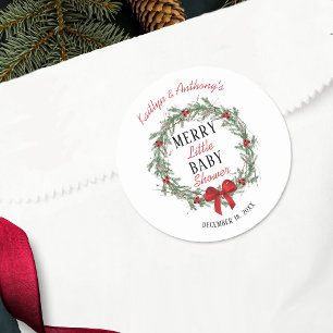 Merry Little KerstBaby shower Ronde Sticker