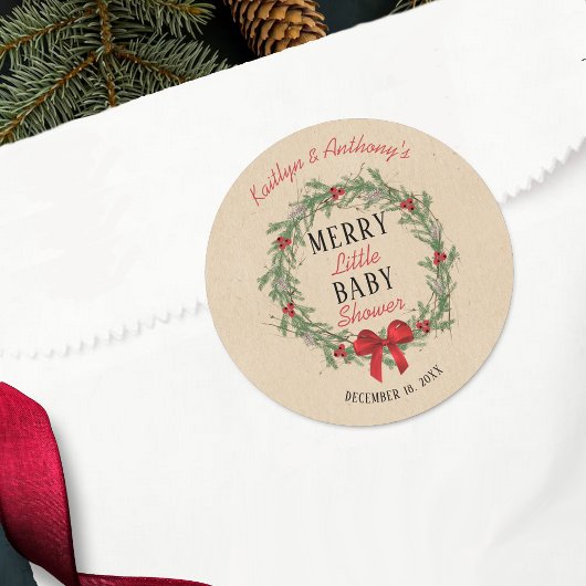 Merry Little KerstBaby shower Ronde Sticker