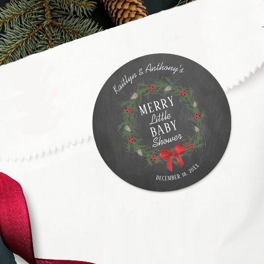Merry Little KerstBaby shower Ronde Sticker