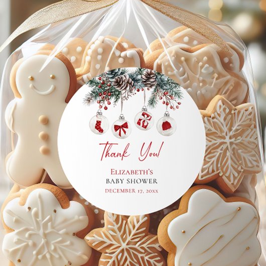 Merry Little KerstBaby shower Ronde Sticker