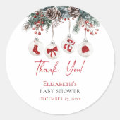 Merry Little KerstBaby shower Ronde Sticker (Voorkant)